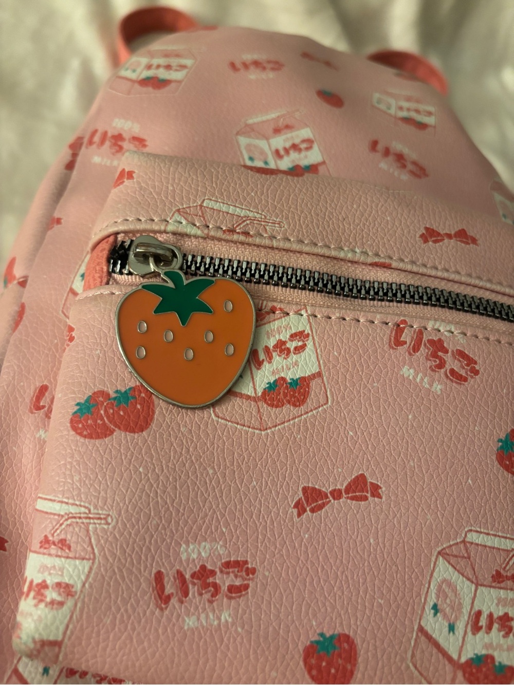 Hot Topic Strawberry Milk Mini Backpack Kawaii Pink Faux Leather Bag - Picture 2 of 8
